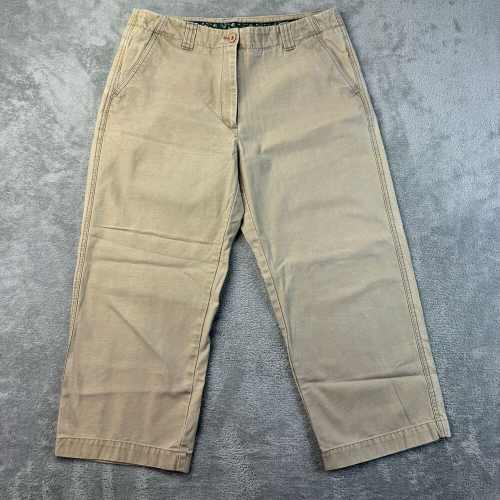 Fossil Pants Women's 10 Tan Khaki Straight Cotton Cropped Casual Outdoor Pockets